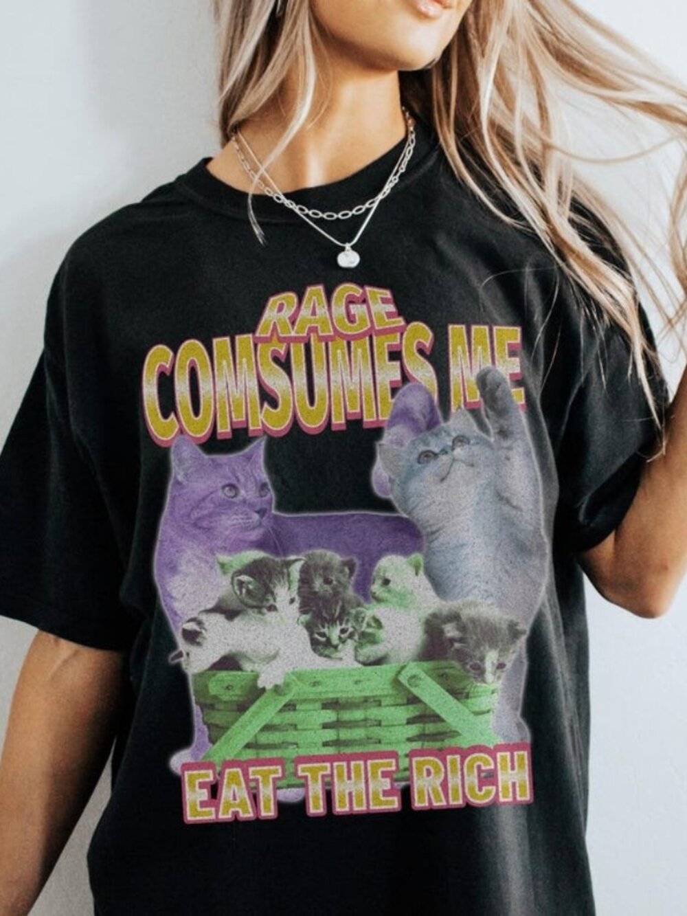 Funny Cat Rage Meme Graphic Tee, Feminist Empowerment Statement Shirt